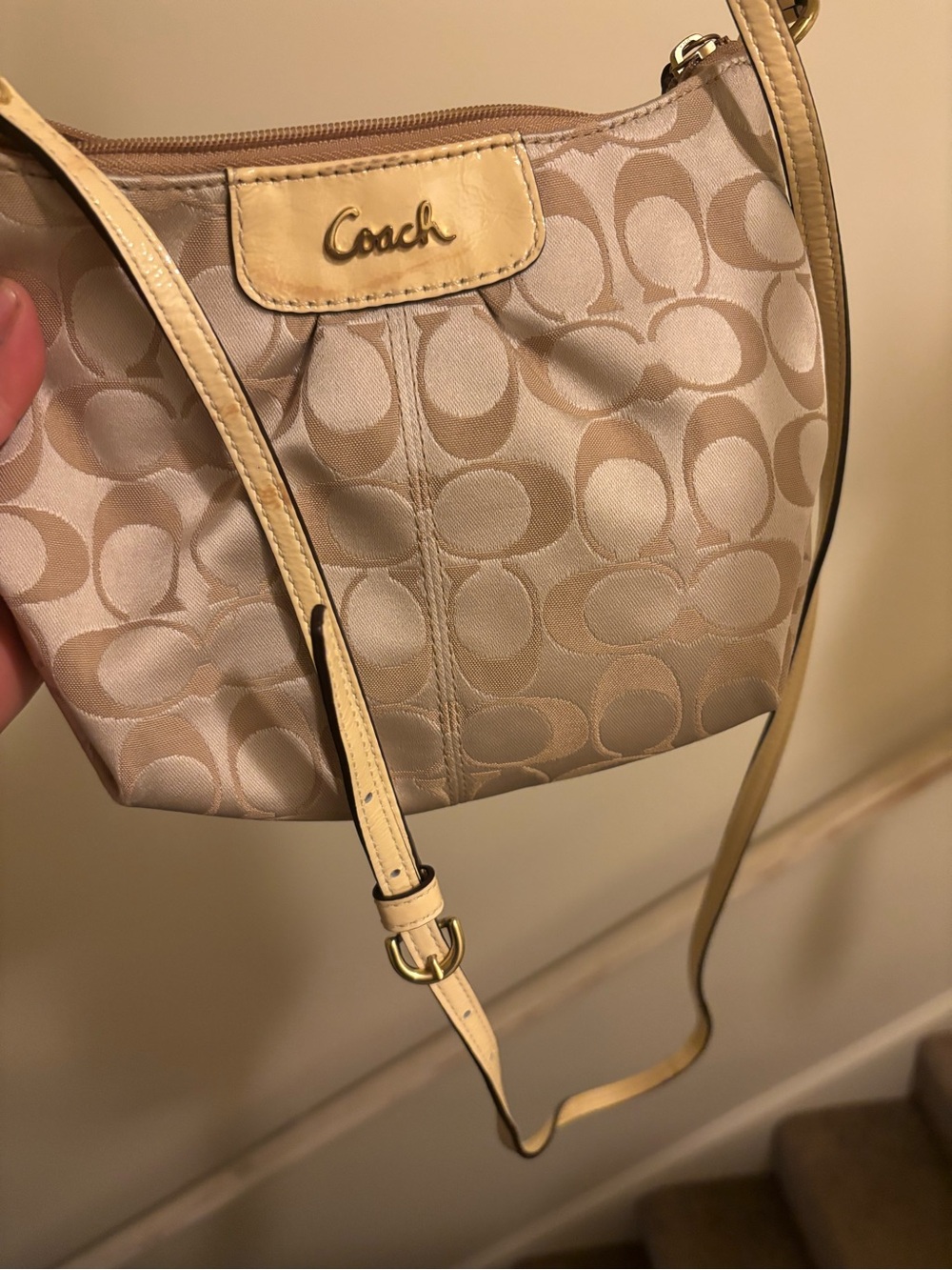 Coach Signature Canvas Crossbody in Light Beige and Cream